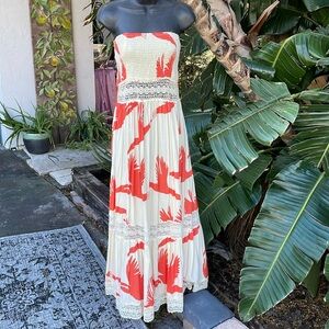 Z & L strapless tube top crochet tiered maxi dress